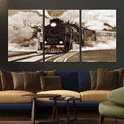 Black Steam Train Canvas Wall Art Print Steam Locomotive Art Canvas