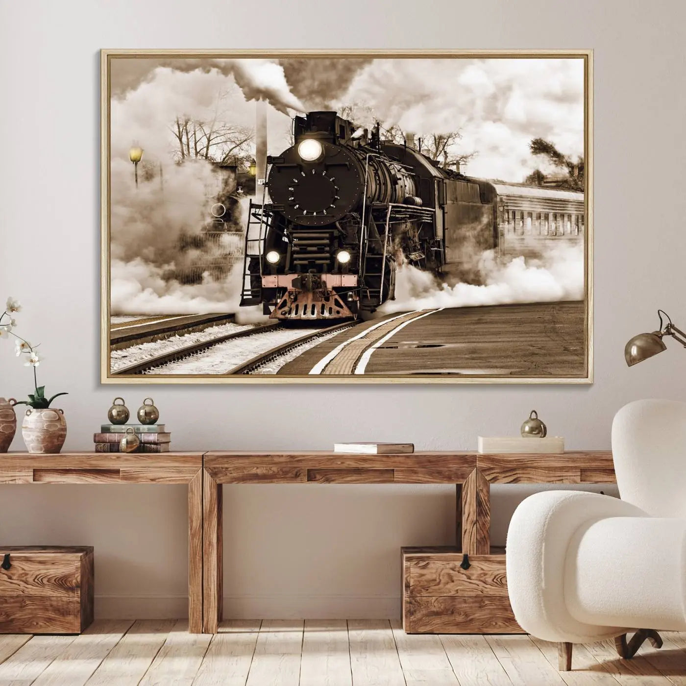 Black Steam Train Canvas Wall Art Print Steam Locomotive Art Canvas