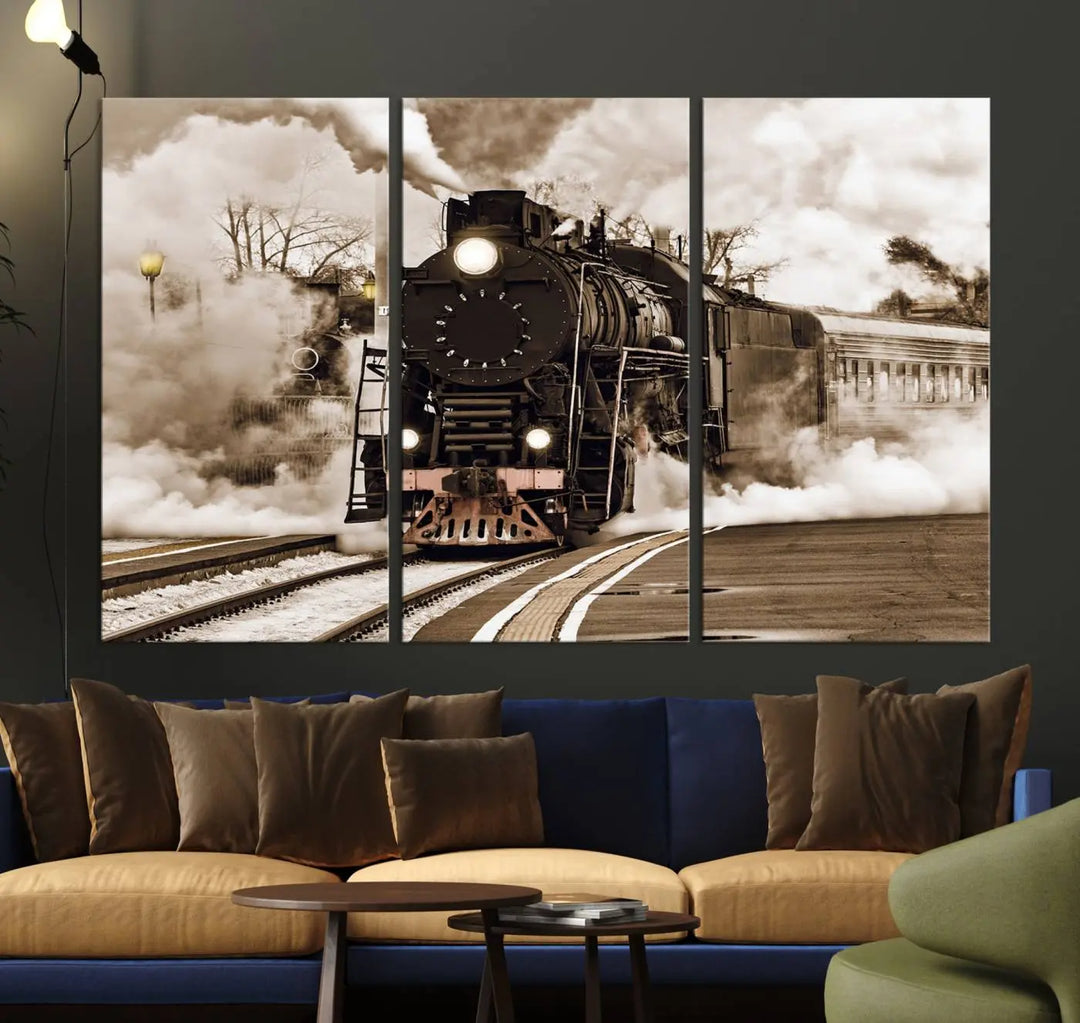 Black Steam Train Canvas Wall Art Print Steam Locomotive Art Canvas