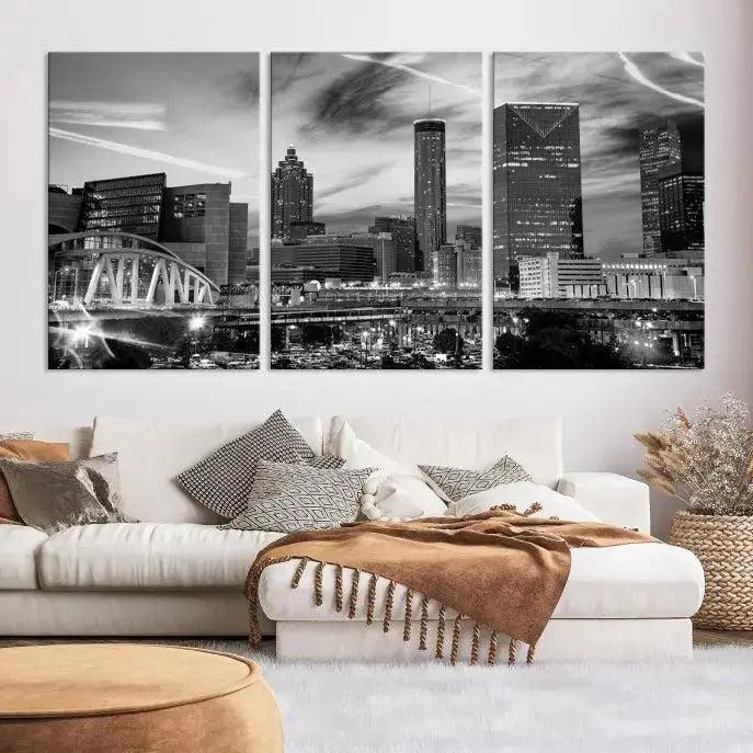 Black and White Atlanta Wall Art Canvas Print