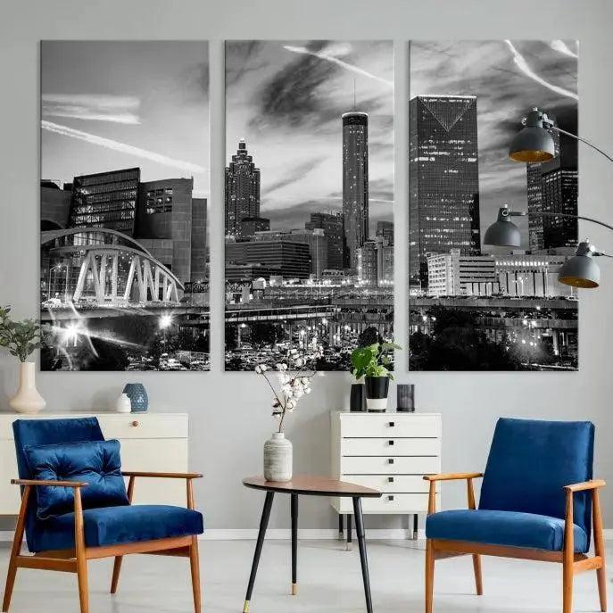 Black and White Atlanta Wall Art Canvas Print