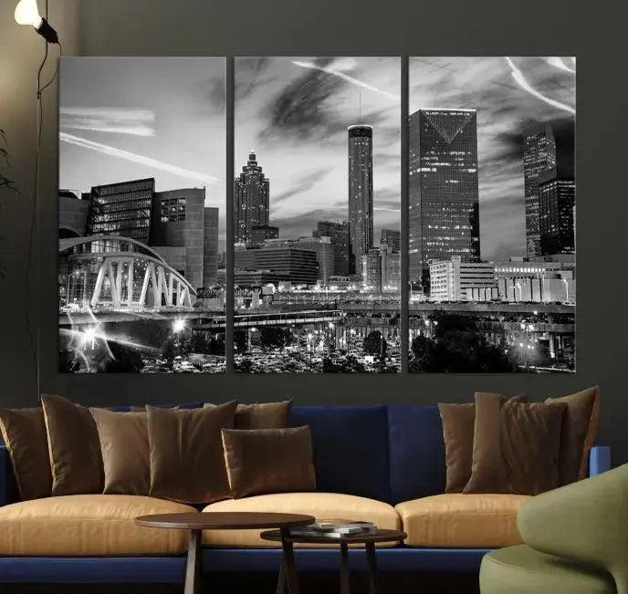 Black and White Atlanta Wall Art Canvas Print