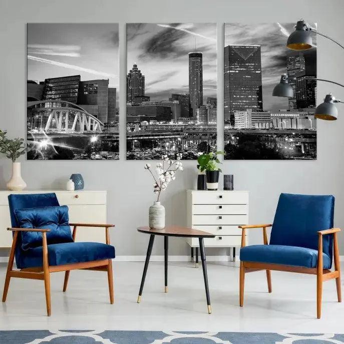 Black and White Atlanta Wall Art Canvas Print