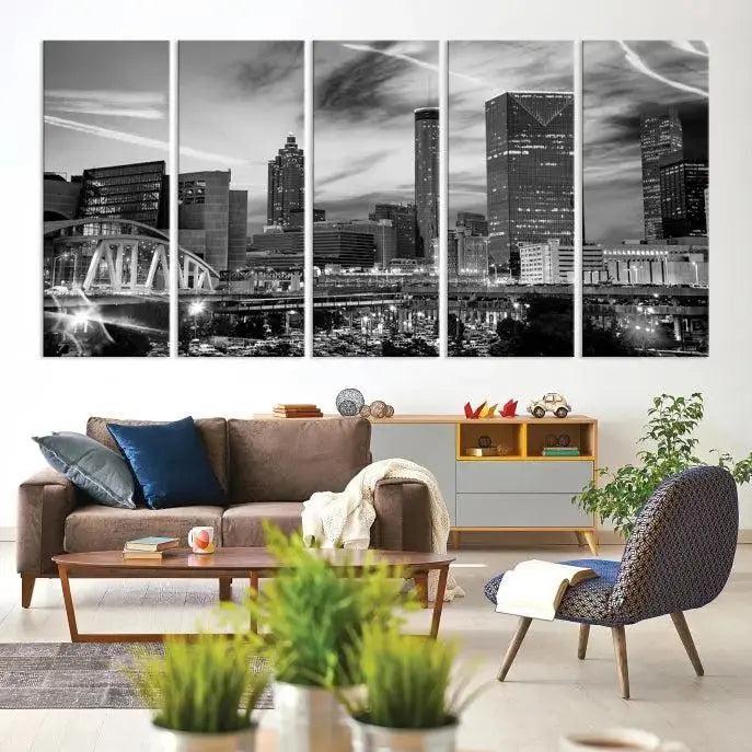 Black and White Atlanta Wall Art Canvas Print