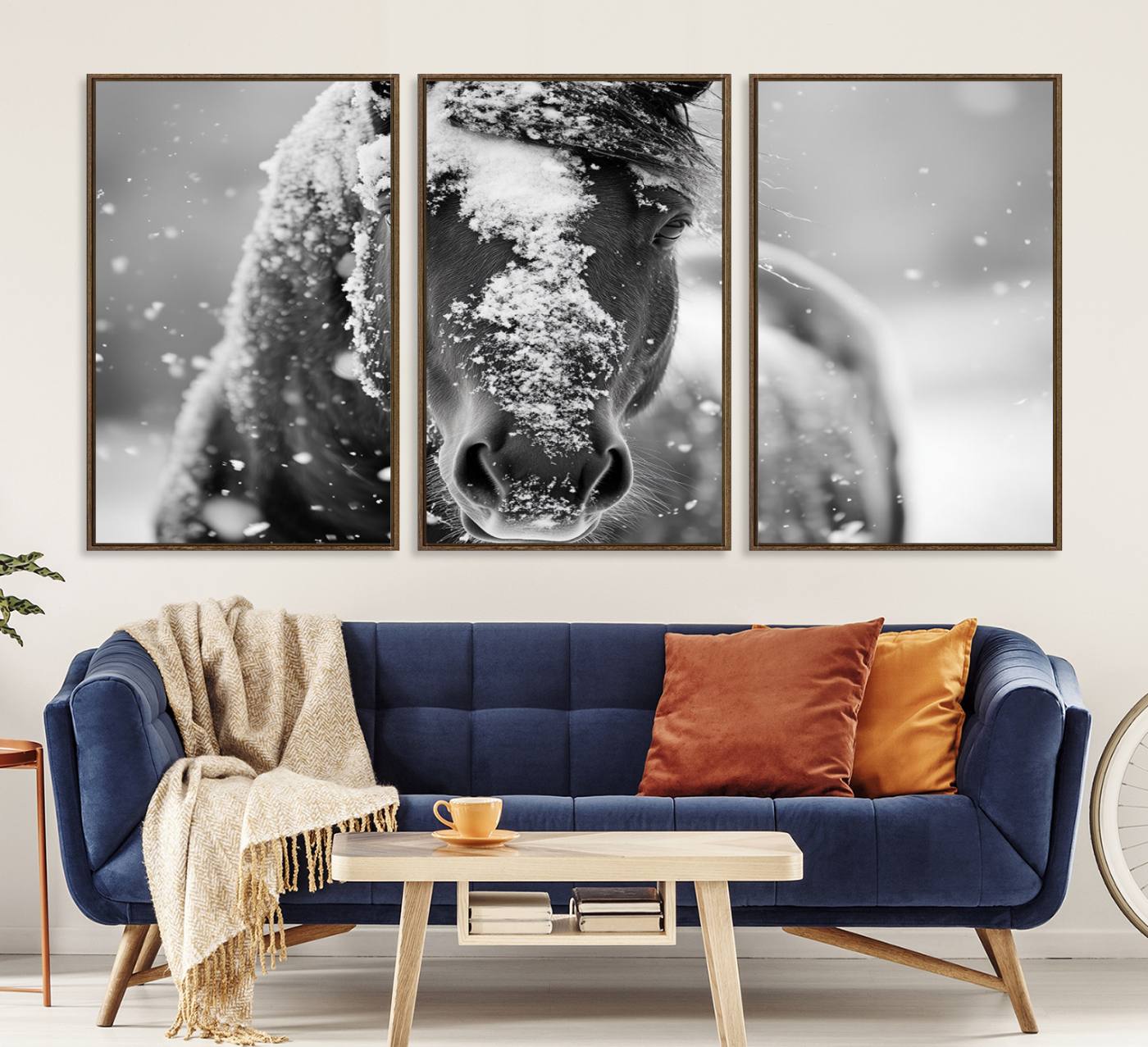 72248-MGV-CV-36X24-Black and White Horse Winter Wall Art | Ready to Hang and Framed | Farmhouse Wall Decor | Western Wall Decor for Living Room