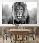 Edit-Images-Black and White Lion Canvas Wall Art Animal Print