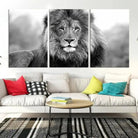 Edit-Images-Black and White Lion Canvas Wall Art Animal Print