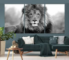 Edit-Images-Black and White Lion Canvas Wall Art Animal Print