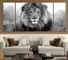 Edit-Images-Black and White Lion Canvas Wall Art Animal Print