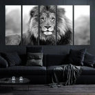 Edit-Images-Black and White Lion Canvas Wall Art Animal Print