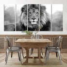 Edit-Images-Black and White Lion Canvas Wall Art Animal Print