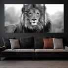 Edit-Images-Black and White Lion Canvas Wall Art Animal Print