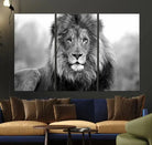 Edit-Images-Black and White Lion Canvas Wall Art Animal Print