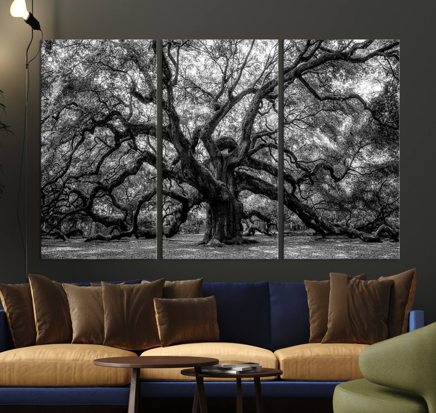 132944706-MGV-CV-36X24-Black and White Old Angel Oak Tree Wall Art Canvas Print