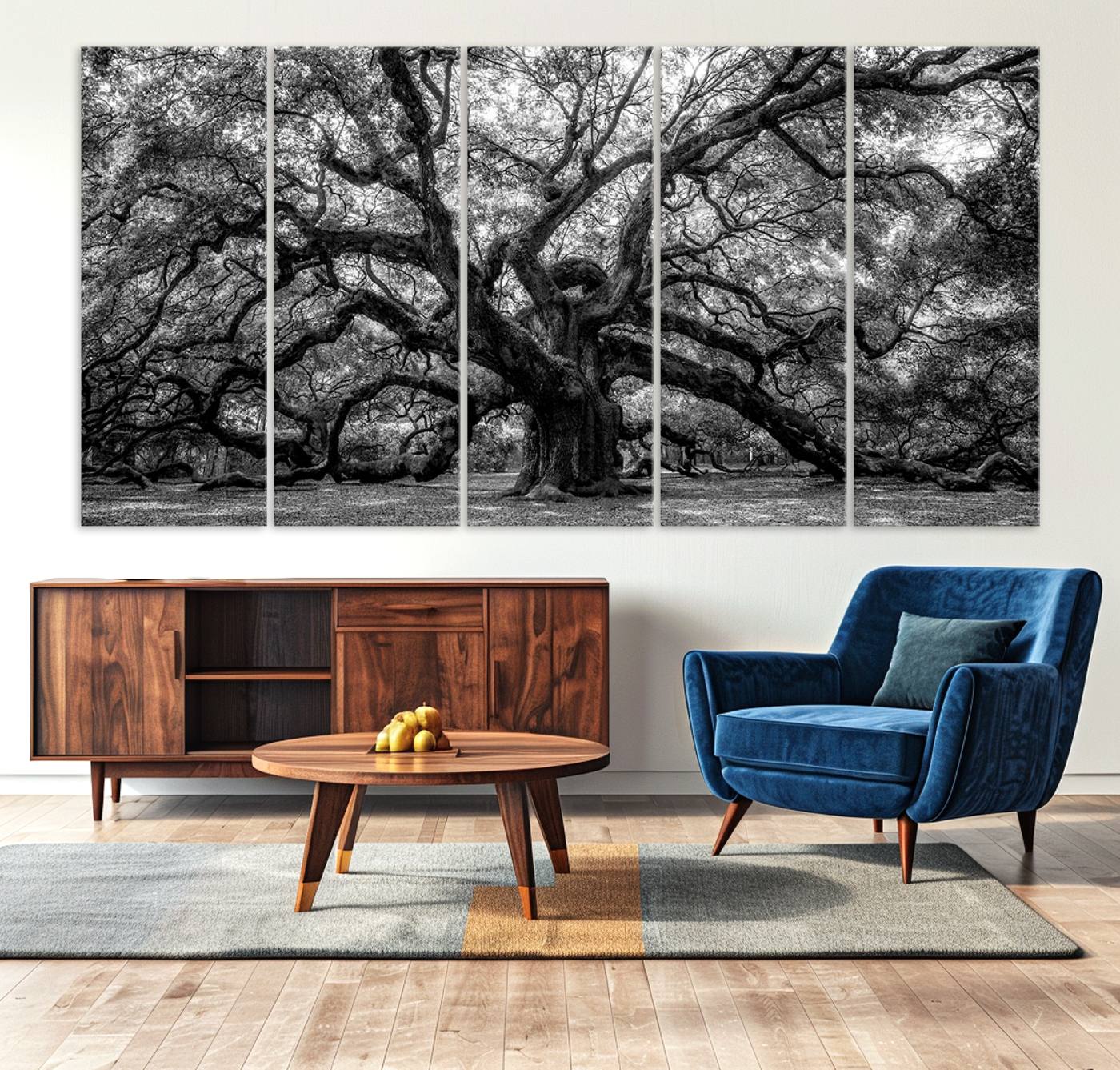 132944706-MGV-CV-36X24-Black and White Old Angel Oak Tree Wall Art Canvas Print