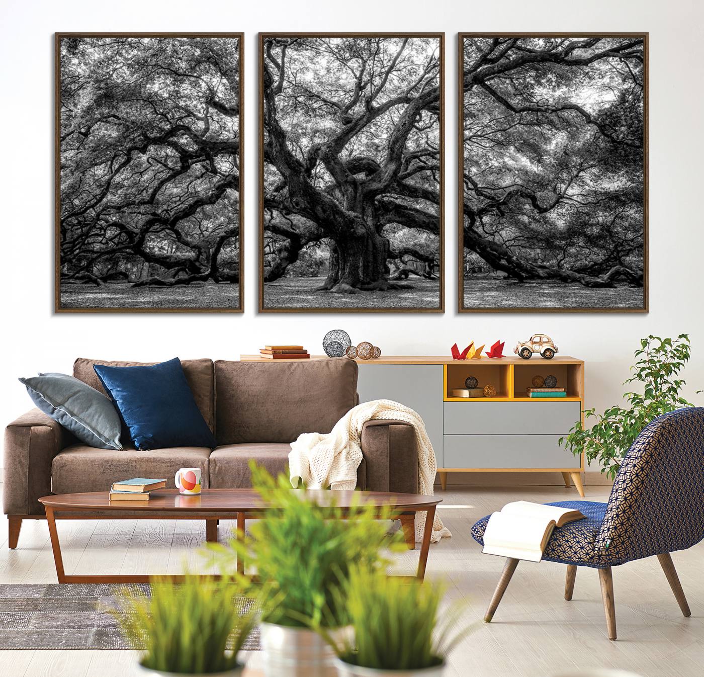132944706-MGV-CV-36X24-Black and White Old Angel Oak Tree Wall Art Canvas Print