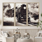29695-MGV-CV-36X24-Black and White Steam Locomotive Canvas Wall Art Print