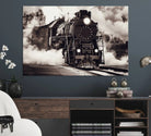Black and White Steam Locomotive Canvas Wall Art Print