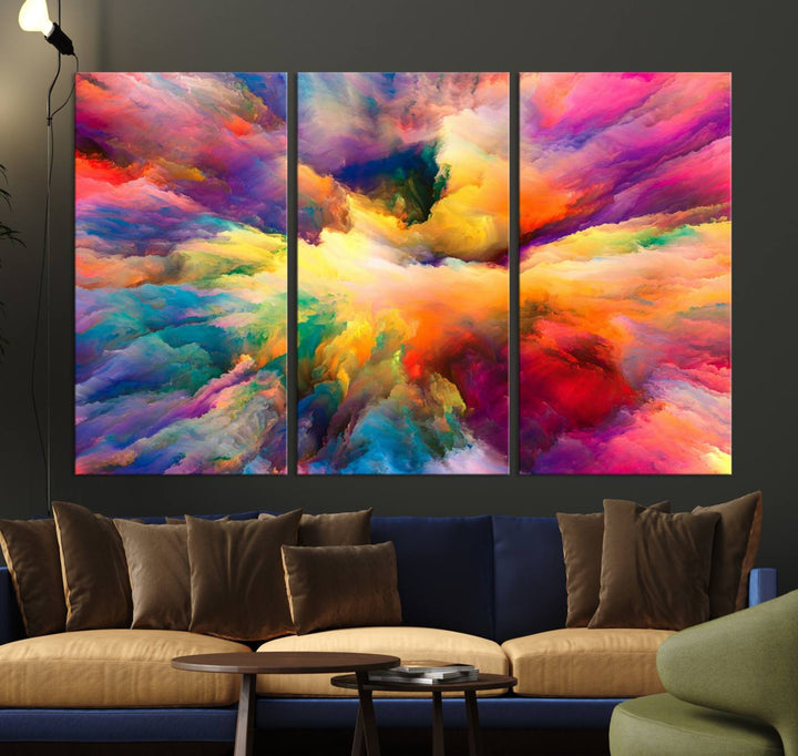 Blazing Vibrant Colors Cloud Wall Art Canvas Print