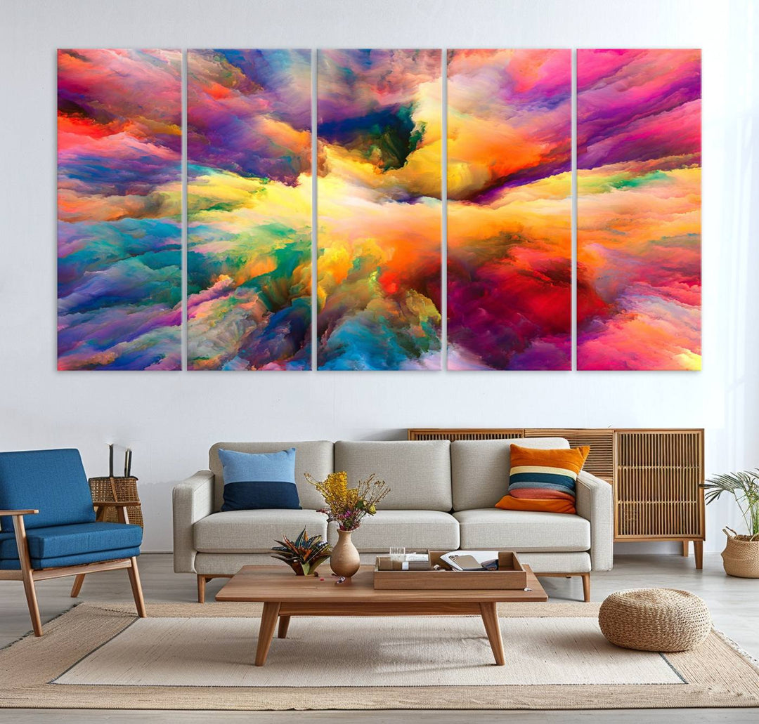 Blazing Vibrant Colors Cloud Wall Art Canvas Print