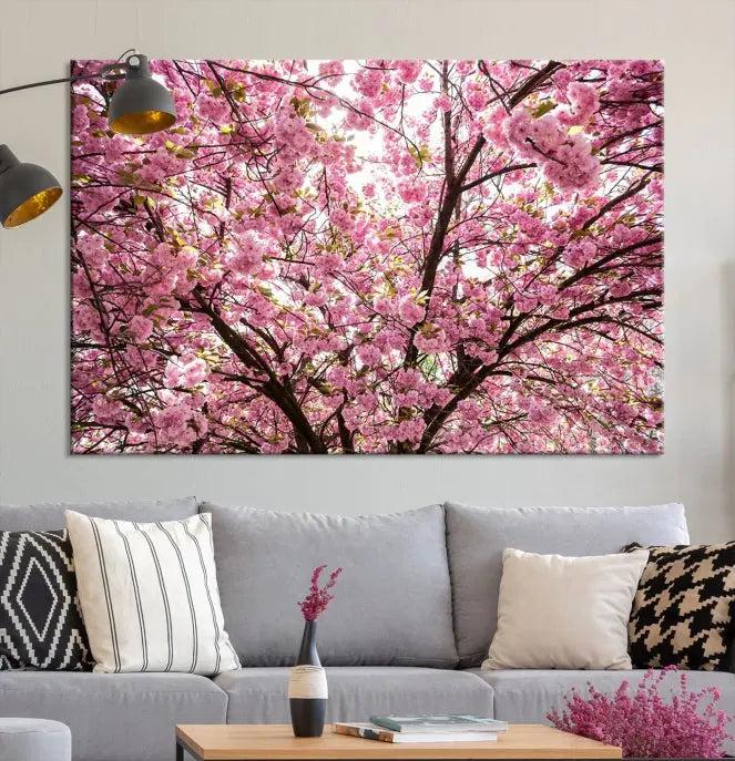 The Blossom Cherry Wall Art Canvas Print adds elegance to the cozy living room with its stunning triptych display. Professionally hand-assembled on museum-quality canvases, these pieces hang gracefully, featuring a UV-protective coating that ensures lasting vibrant beauty.