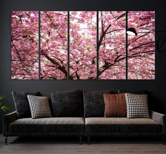 The Blossom Cherry Wall Art Canvas Print adds elegance to the cozy living room with its stunning triptych display. Professionally hand-assembled on museum-quality canvases, these pieces hang gracefully, featuring a UV-protective coating that ensures lasting vibrant beauty.