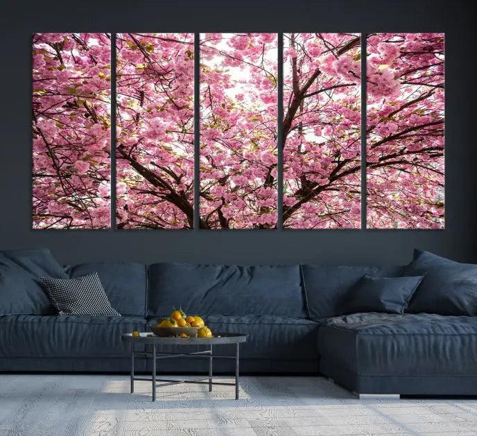 The Blossom Cherry Wall Art Canvas Print adds elegance to the cozy living room with its stunning triptych display. Professionally hand-assembled on museum-quality canvases, these pieces hang gracefully, featuring a UV-protective coating that ensures lasting vibrant beauty.