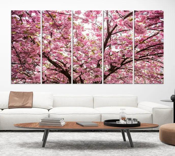 The Blossom Cherry Wall Art Canvas Print adds elegance to the cozy living room with its stunning triptych display. Professionally hand-assembled on museum-quality canvases, these pieces hang gracefully, featuring a UV-protective coating that ensures lasting vibrant beauty.