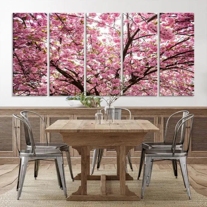 The Blossom Cherry Wall Art Canvas Print adds elegance to the cozy living room with its stunning triptych display. Professionally hand-assembled on museum-quality canvases, these pieces hang gracefully, featuring a UV-protective coating that ensures lasting vibrant beauty.