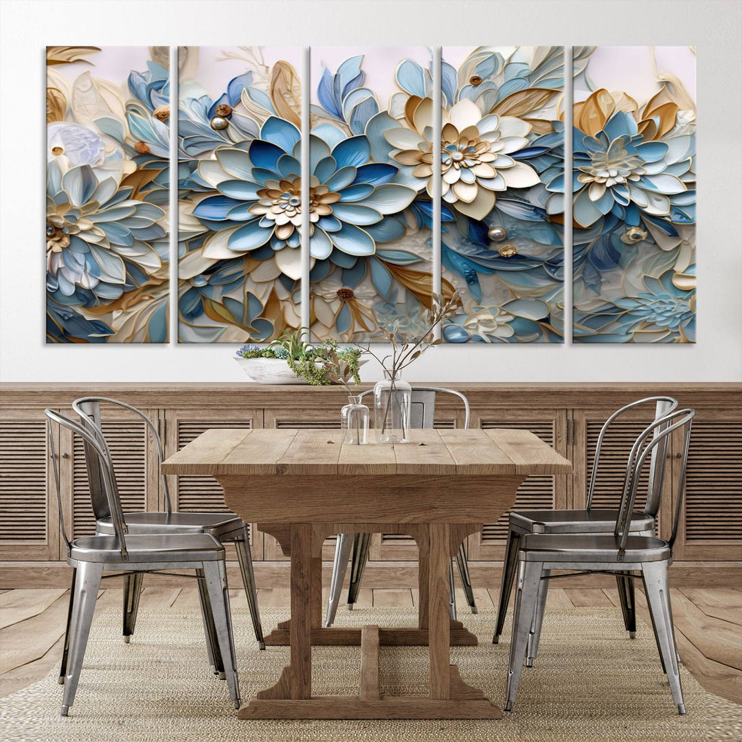 10625-MGV-CV-36X24-Blu Abstract Flower Wall Art Canvas Print