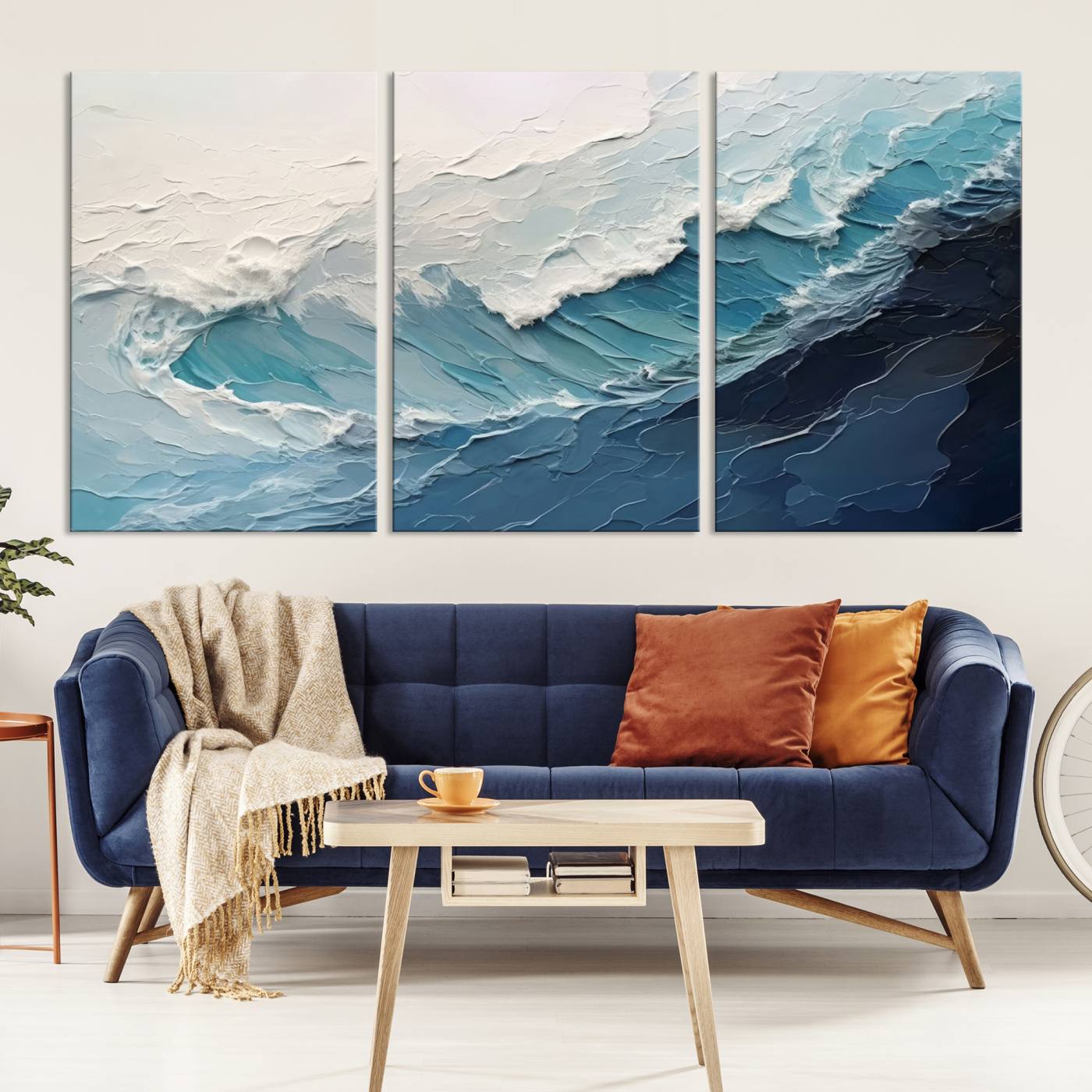 23887-MGV-CV-36X24-Blue Abstract Wave Ocean Wall Art Canvas Print