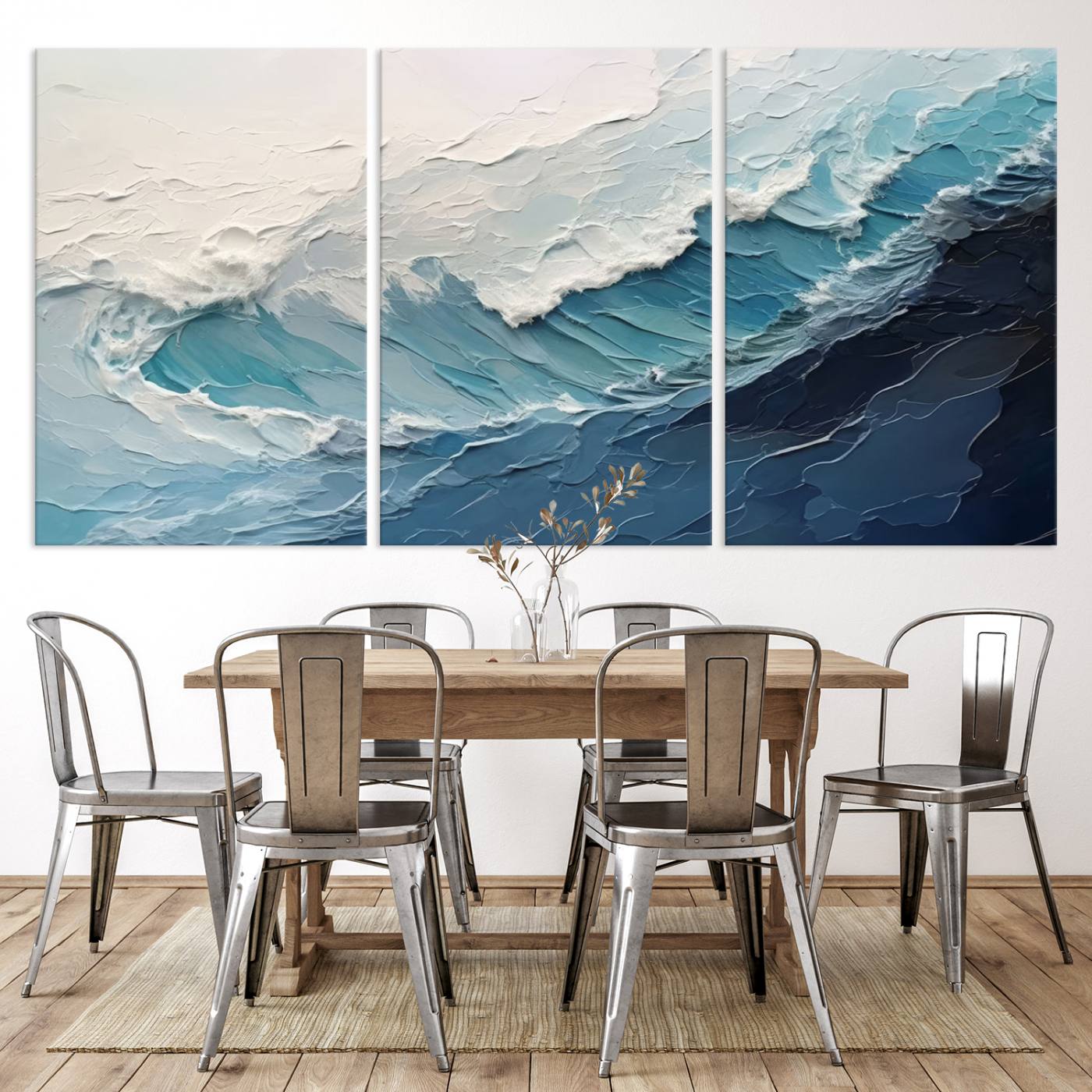 23887-MGV-CV-36X24-Blue Abstract Wave Ocean Wall Art Canvas Print