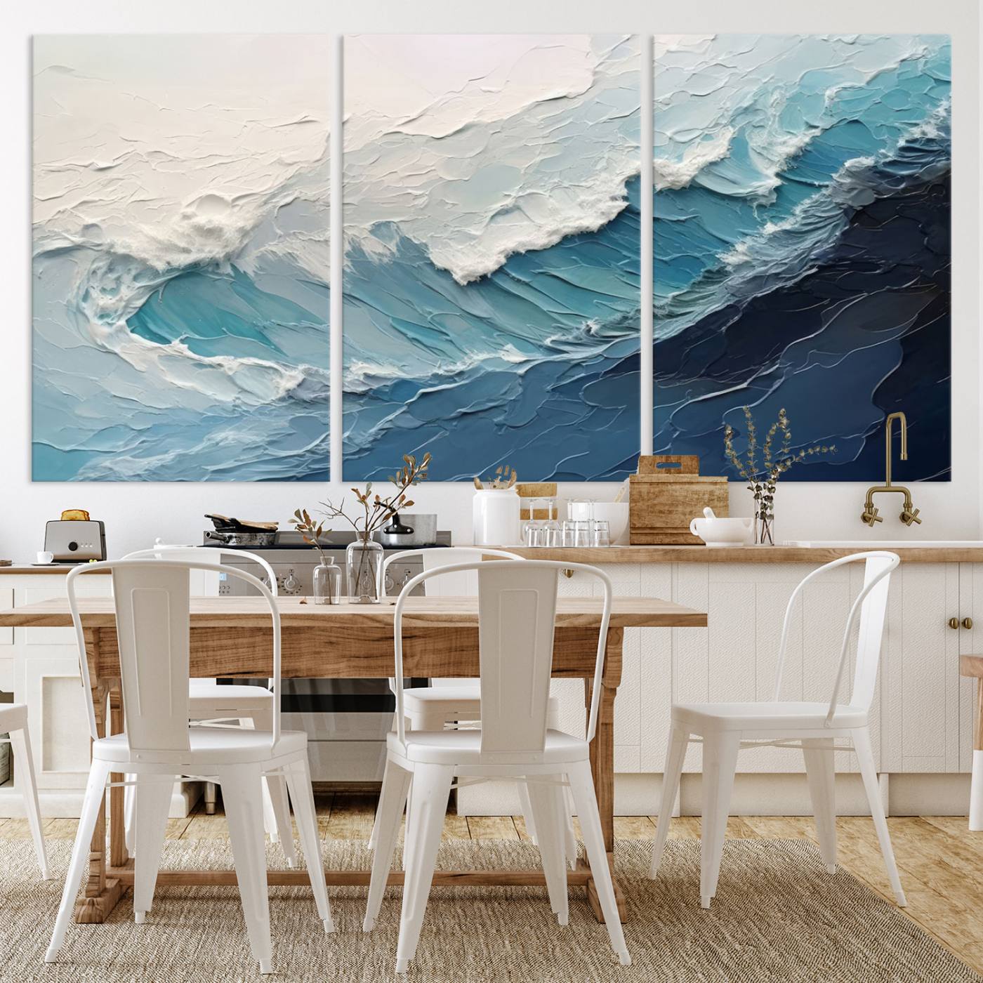 23887-MGV-CV-36X24-Blue Abstract Wave Ocean Wall Art Canvas Print