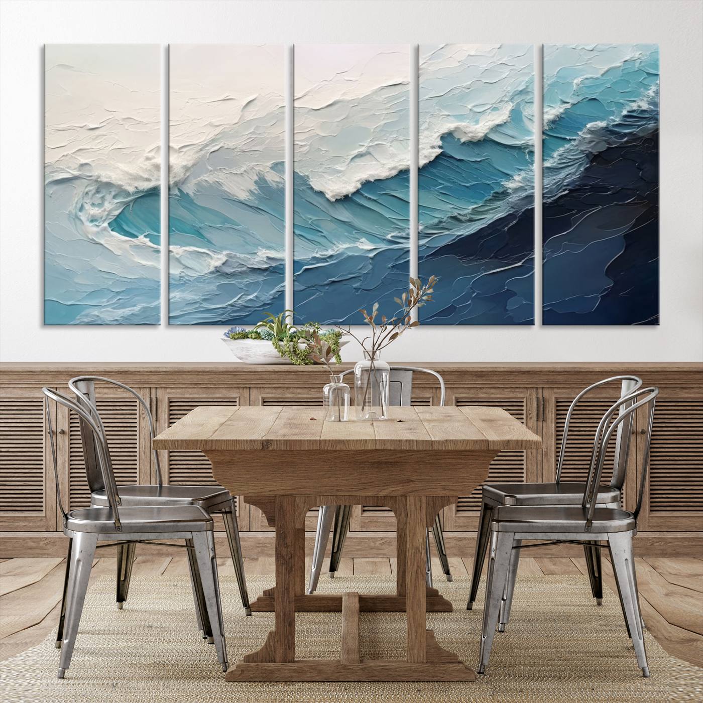 23887-MGV-CV-36X24-Blue Abstract Wave Ocean Wall Art Canvas Print