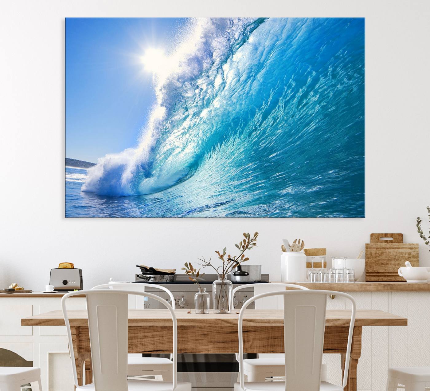 37494-MGV-CV-36X24-Blue Big Wave Surfing Ocean Canvas Wall Art Artwork Print
