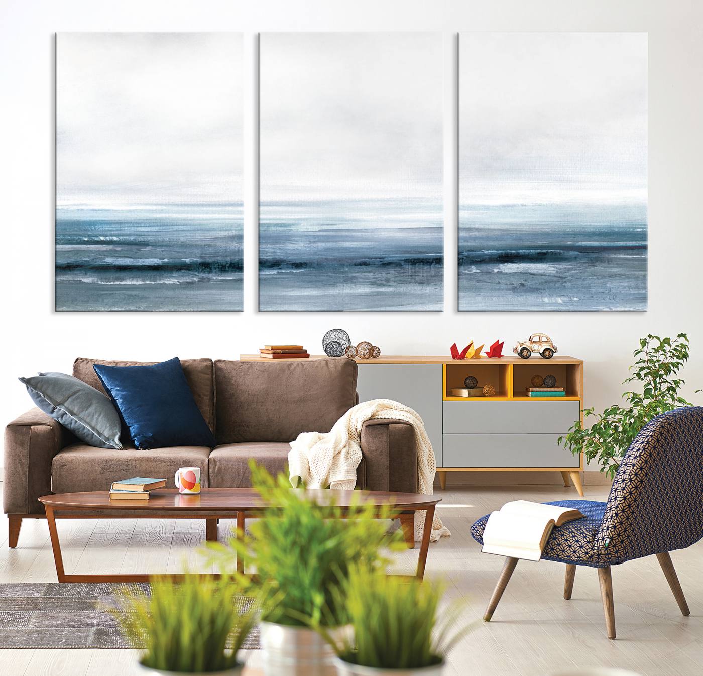 65702-MGV-CV-36X24-Blue Ocean Abstract Artwork Wall Art Canvas Print