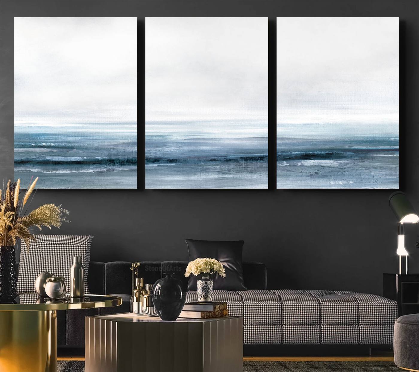65702-MGV-CV-36X24-Blue Ocean Abstract Artwork Wall Art Canvas Print