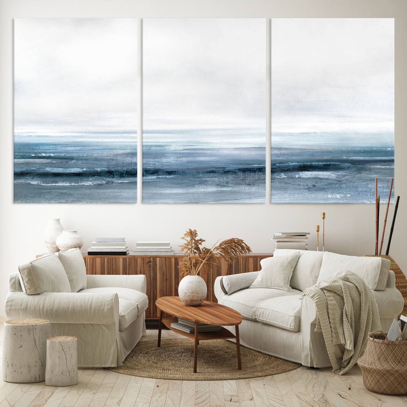 65702-MGV-CV-60X30-3P-Blue Ocean Abstract Artwork Wall Art Canvas Print