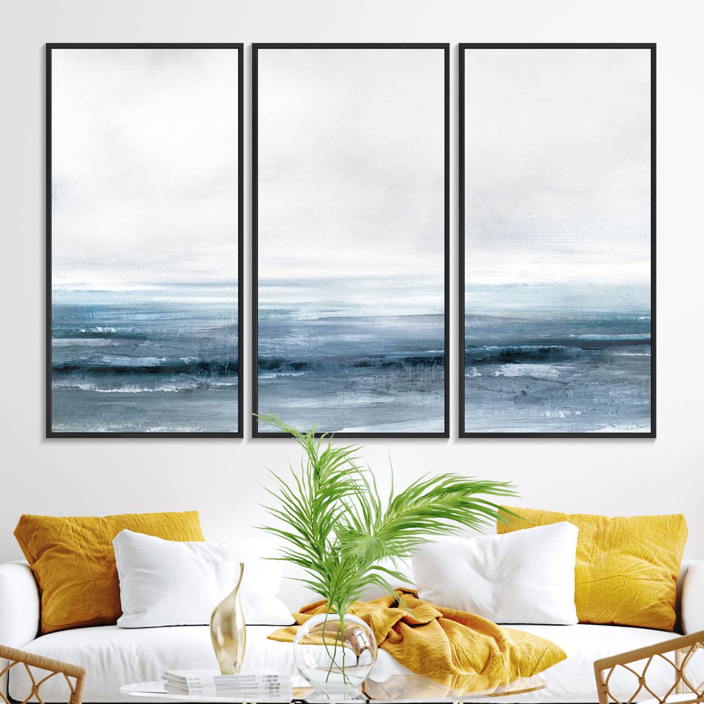65702-MGV-FC-48X32-3P_Black-Blue Ocean Abstract Artwork Wall Art Canvas Print