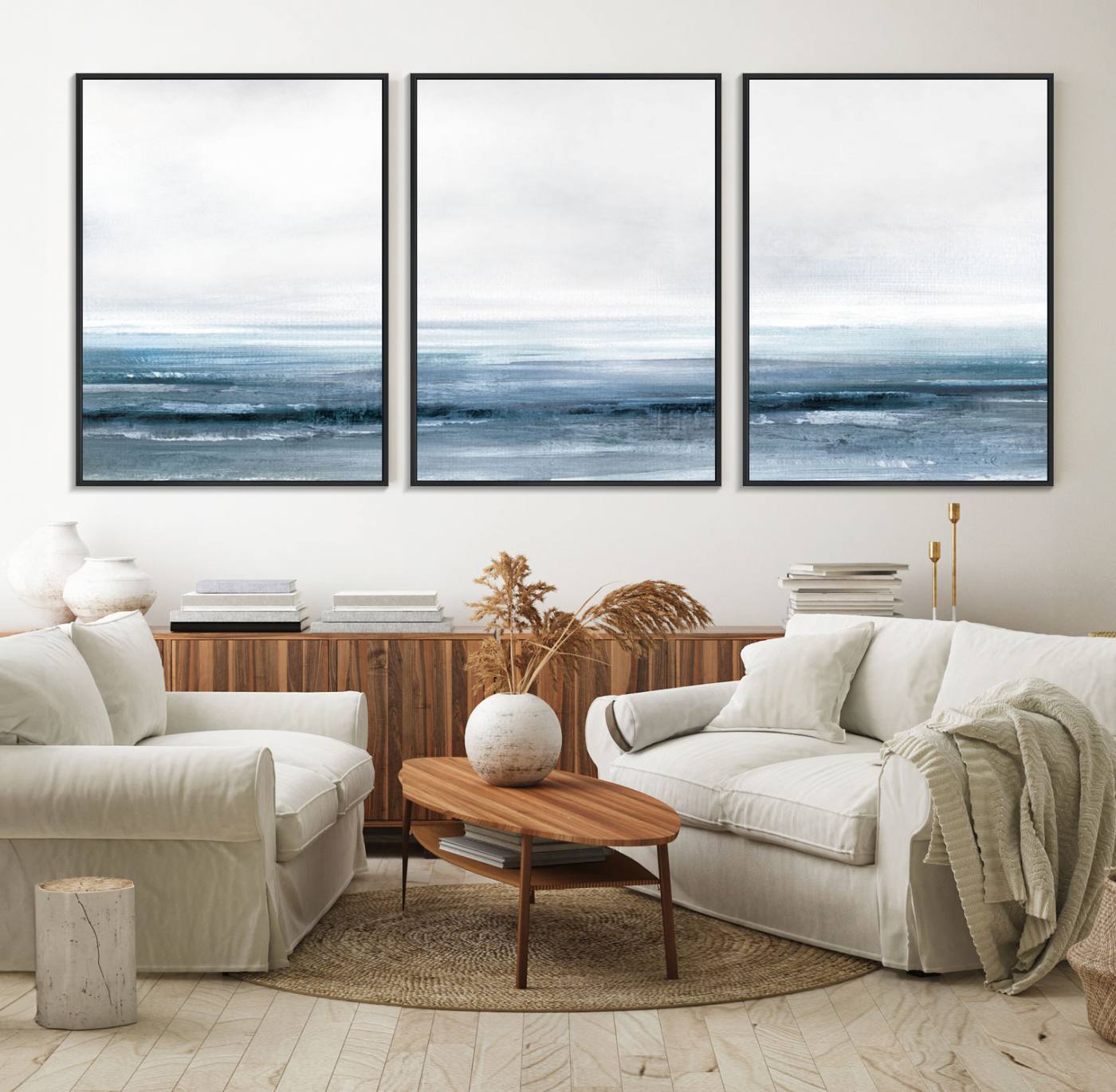 65702-MGV-FC-60X30-3P_Black-Blue Ocean Abstract Artwork Wall Art Canvas Print