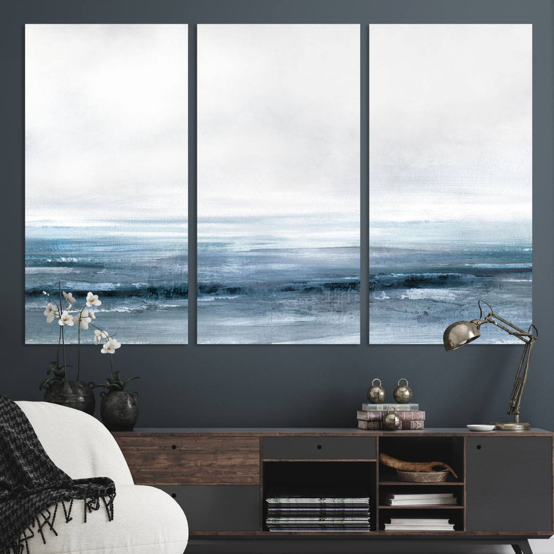 Blue Ocean Abstract Artwork Wall Art Canvas Print