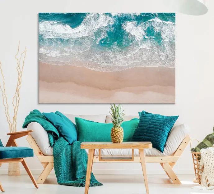 The Blue Sea and Beach Wall Art Canvas Print is a triptych artwork crafted on museum-quality canvas. The hand-assembled framed pieces embody elegance and come with the convenience of free shipping.