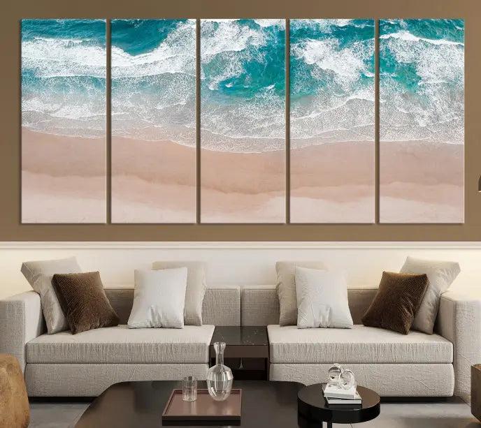 The Blue Sea and Beach Wall Art Canvas Print is a triptych artwork crafted on museum-quality canvas. The hand-assembled framed pieces embody elegance and come with the convenience of free shipping.