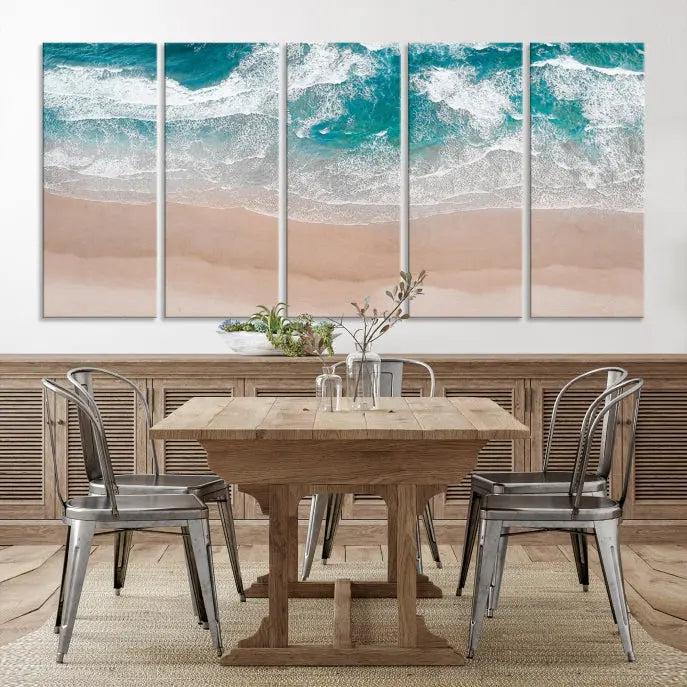 Blue Sea and Beach Wall Art Canvas Print 