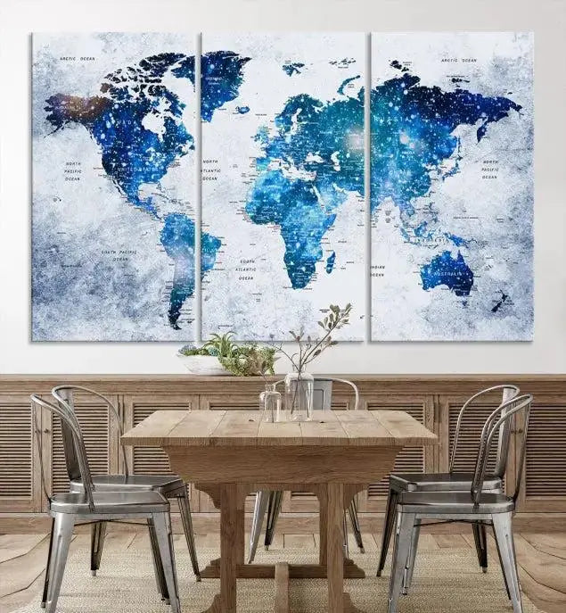 Blue Sky World Map Canvas Print 