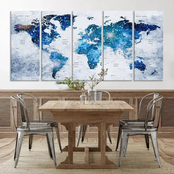 Blue Sky World Map Canvas Print 