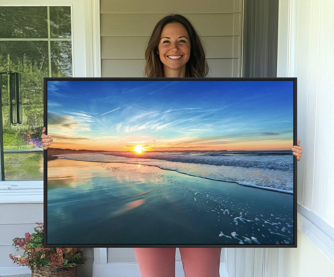 Blue Sky and Beach Wall Art Canvas Print