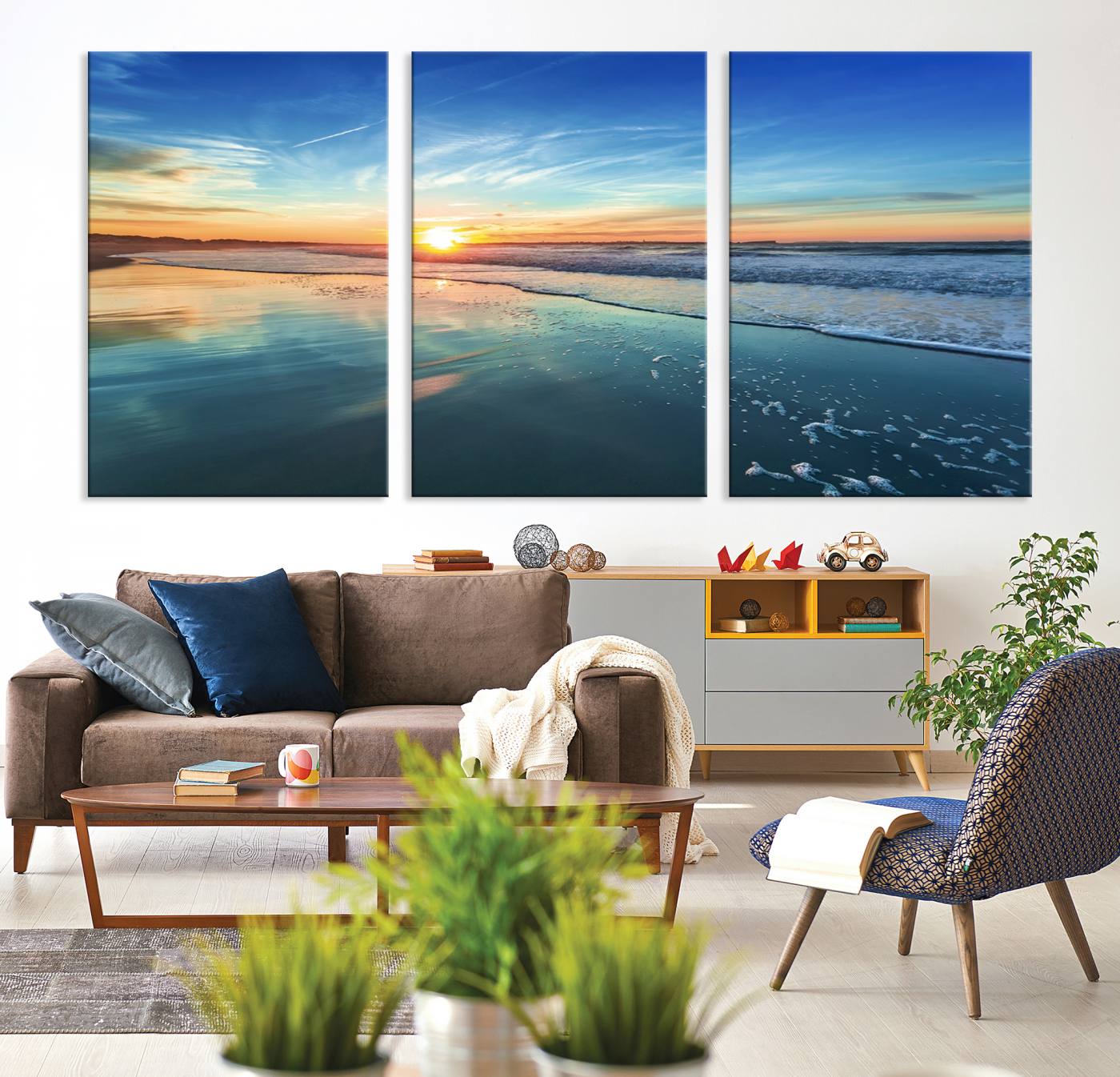 Blue Sky and Beach Wall Art Canvas Print