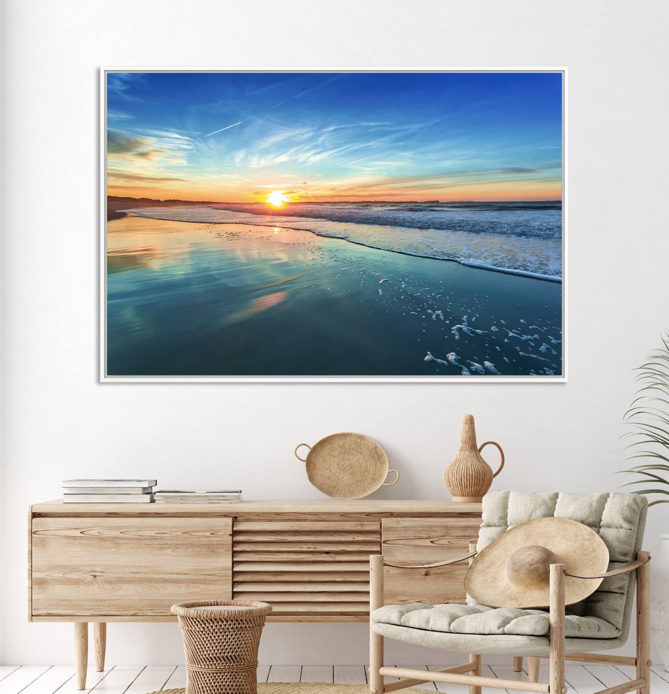 Blue Sky and Beach Wall Art Canvas Print