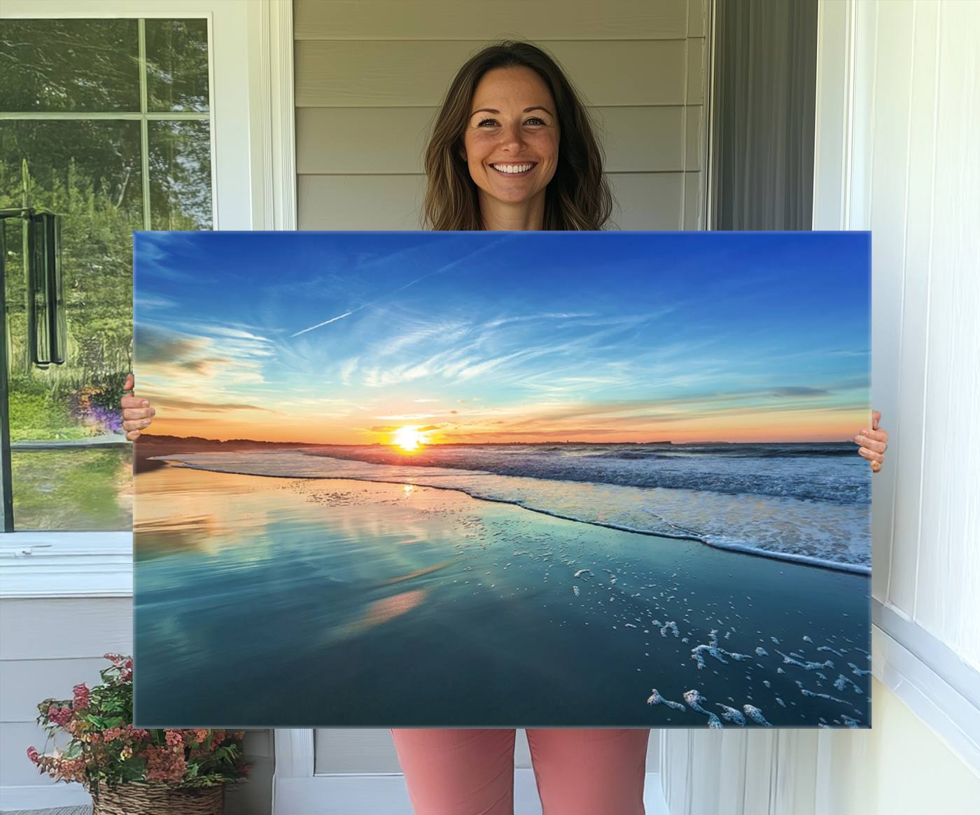 Blue Sky and Beach Wall Art Canvas Print